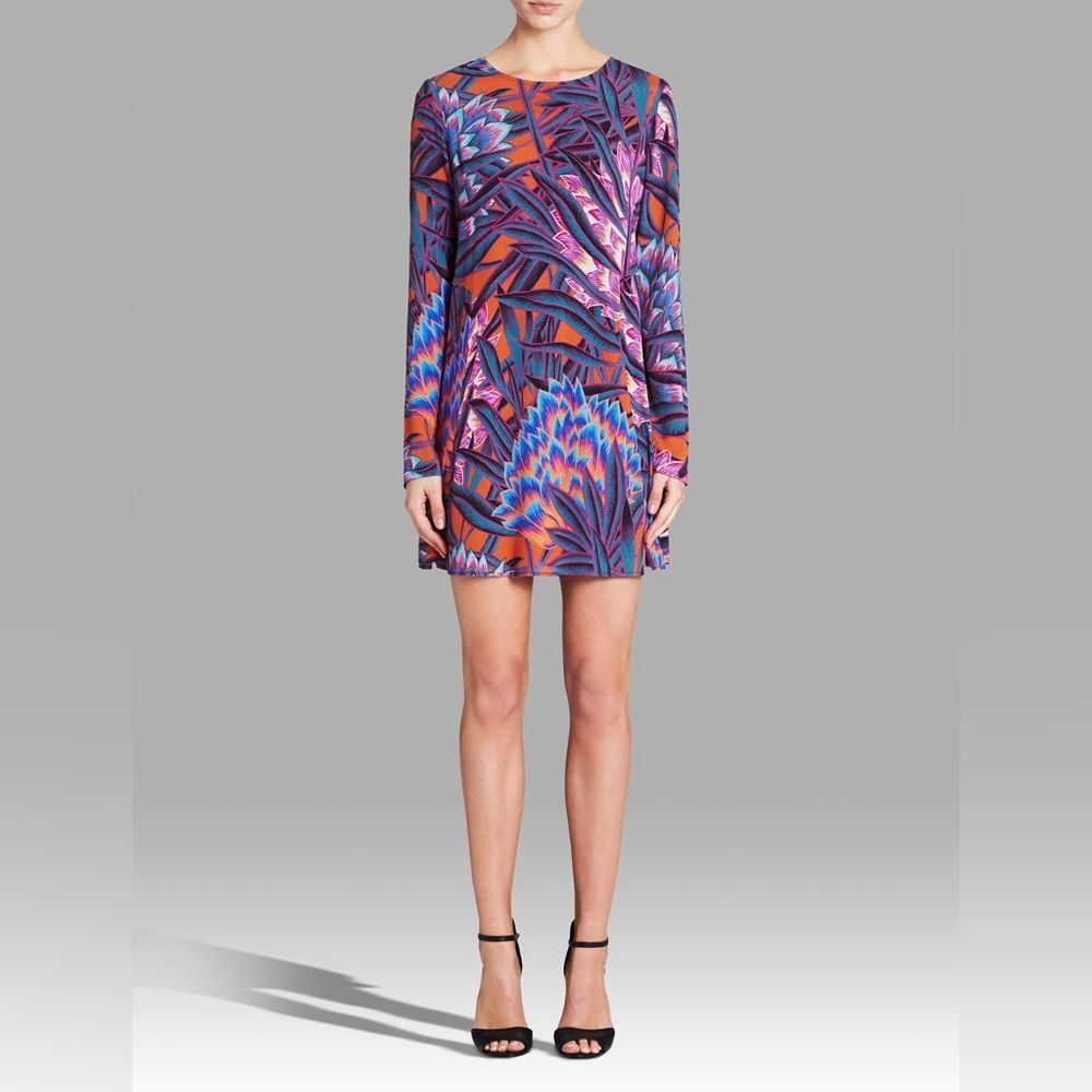 Mara Hoffman Herbarium Persimmon Tropical Print Swing Mini Dress Small